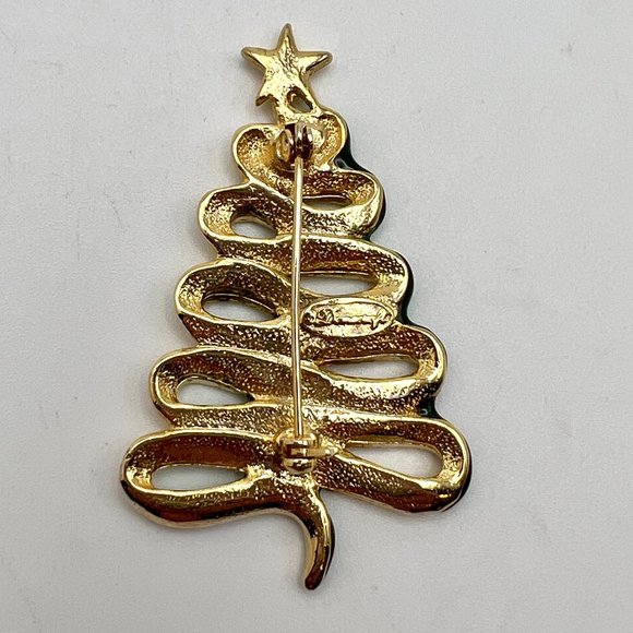 Christmas Tree Brooch Danecraft Green Ribbon - Picture 3 of 4